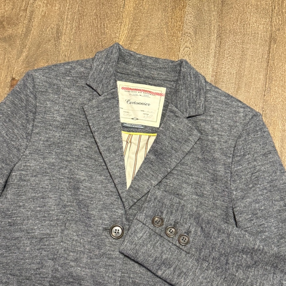 Anthropologie Cartonnier Women’s Wool Blend Lined Blazer Jacket Gray Size 4